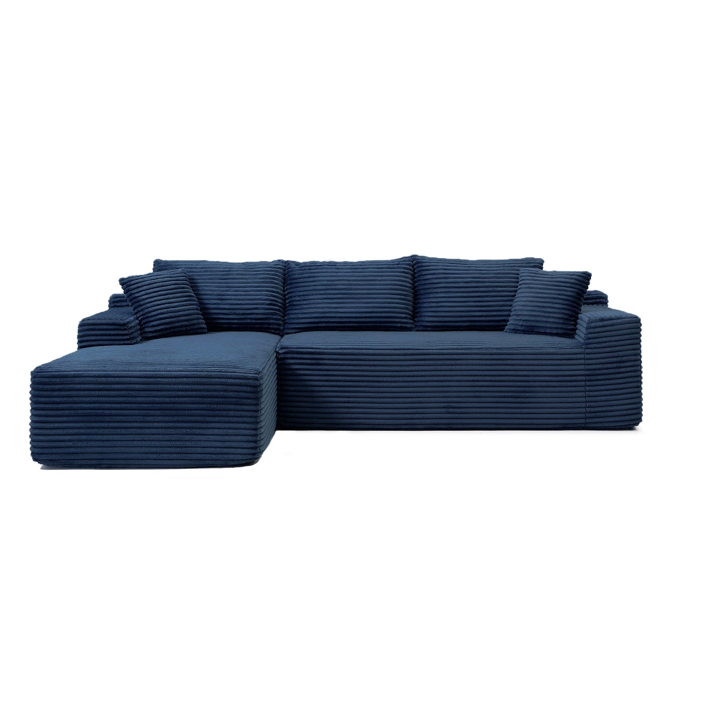 105'' Modular Sectional Sofa with Deep Seat and Chaise navy blue corduroy by HouseOfZazla on Tampa Home & Garden Store