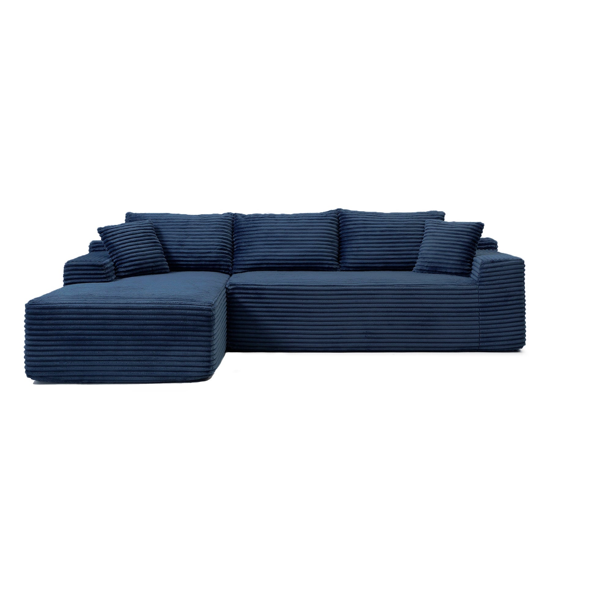 105'' Modular Sectional Sofa with Deep Seat and Chaise navy blue corduroy by HouseOfZazla on Tampa Home & Garden Store