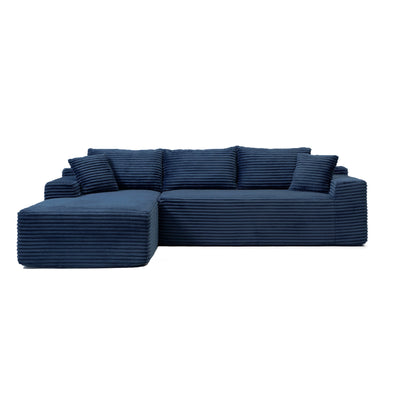 105'' Modular Sectional Sofa with Deep Seat and Chaise navy blue corduroy by HouseOfZazla on Tampa Home & Garden Store