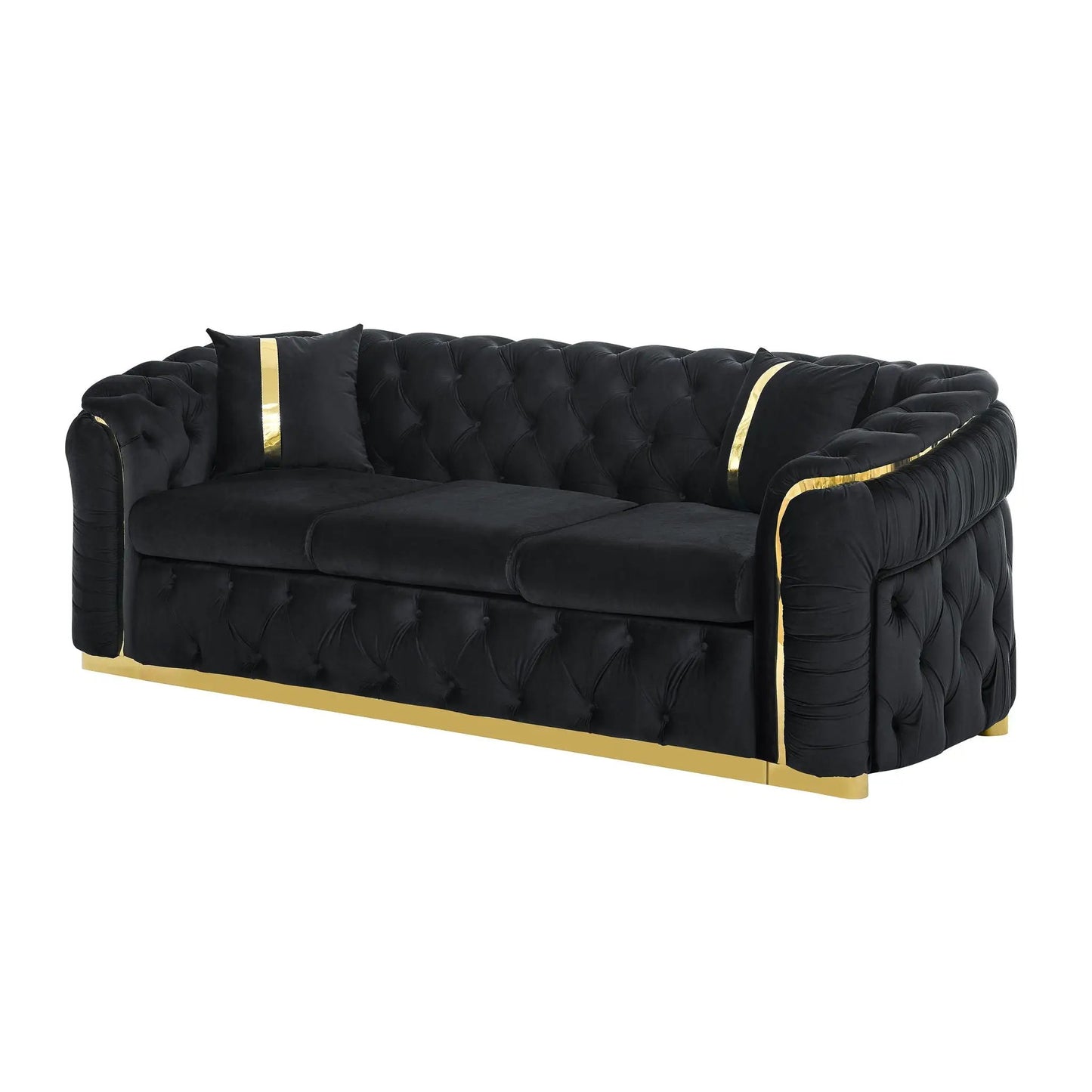 Button Tufted Chesterfield Sofa With 2 Pillows