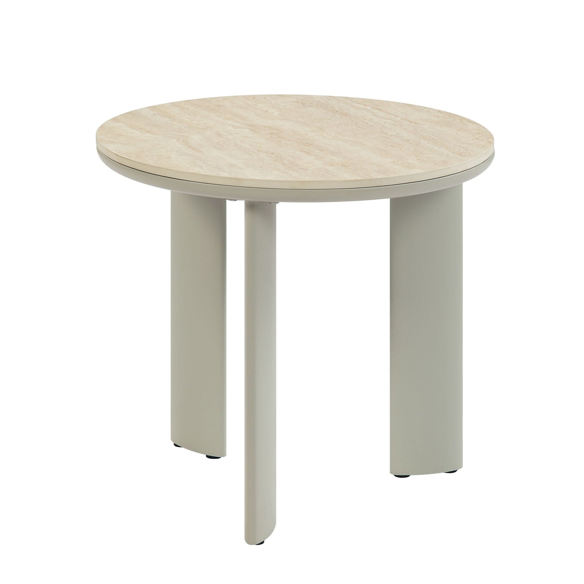 Ingram Ceramic Top Table round coffee table beige top with light gray legs HouseOfZazla on Tampa Home & Garden Store