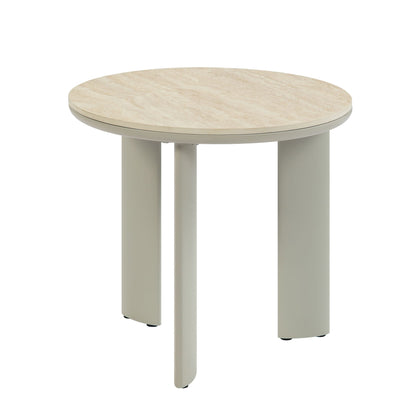 Ingram Ceramic Top Table round coffee table beige top with light gray legs HouseOfZazla on Tampa Home & Garden Store