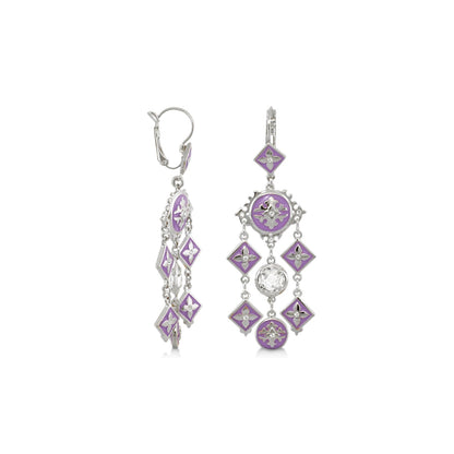 Mandarine Oriental Earrings by Lauren G Adams, purple enamel chandelier earrings, silver metal on Tampa Home & Garden Store