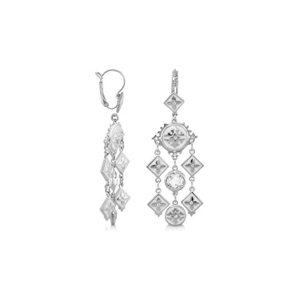 Mandarine Oriental Earrings by Lauren G Adams, silver-tone chandelier with diamond charms on Tampa Home & Garden Store