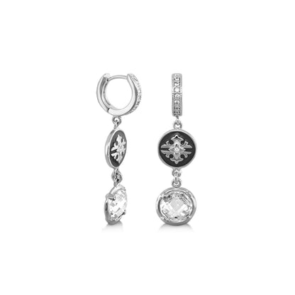 Mandarine Oriental Earrings by Lauren G Adams, silver-tone drop earrings with crystal accents on Tampa Home & Garden Store