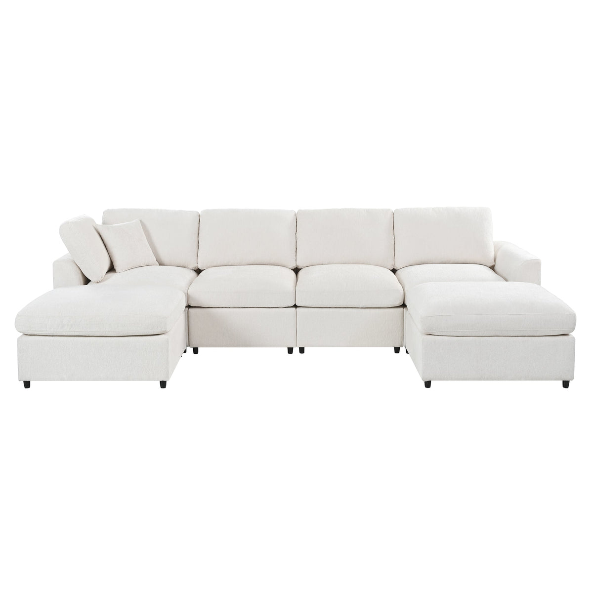 U-Style 130.3-inch 6-Seater modular sectional sofa white fabric by HouseOfZazla on Tampa Home & Garden Store