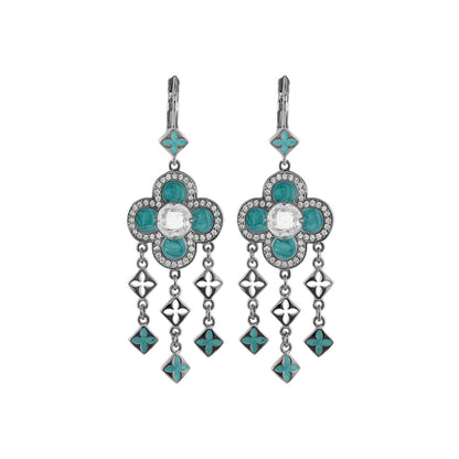 Floral Knight Earrings — Quatrefoil Drop turquoise petals, Lauren G Adams pair on Tampa Home & Garden Store