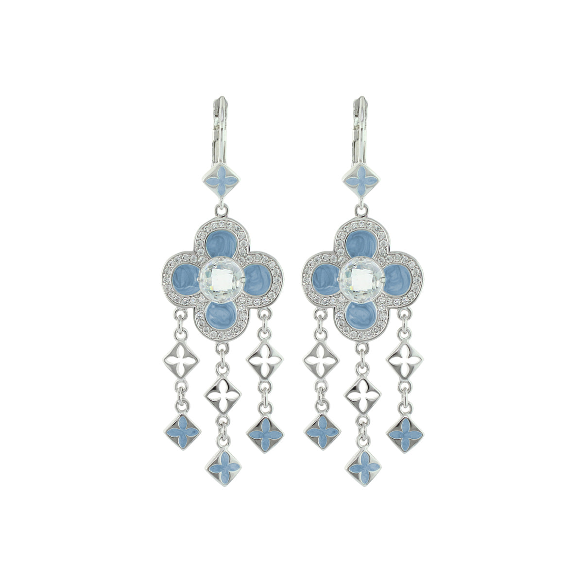Floral Knight Earrings - Quatrefoil Drop, Lauren G Adams, blue enamel, dangling charms on Tampa Home & Garden Store
