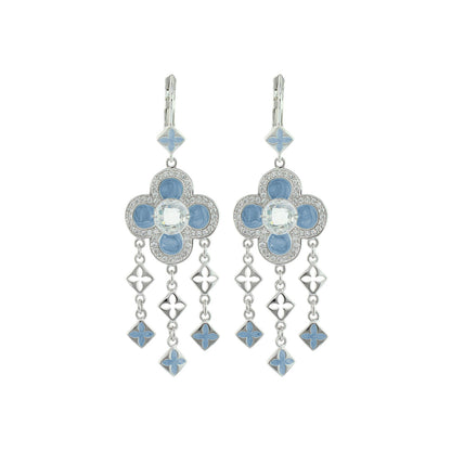Floral Knight Earrings - Quatrefoil Drop, Lauren G Adams, blue enamel, dangling charms on Tampa Home & Garden Store