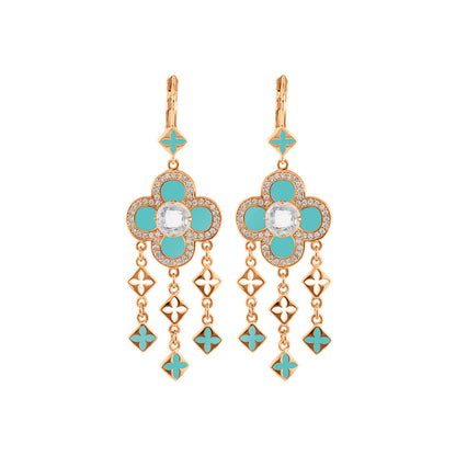Floral Knight Quatrefoil Drop earrings turquoise enamel crystals Lauren G Adams pair Tampa on Tampa Home & Garden Store
