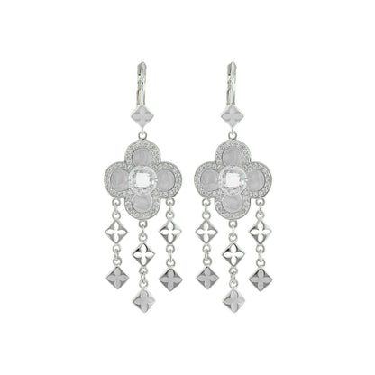 Floral Knight Earrings — Quatrefoil Drop, silver earrings with crystals by Lauren G Adams on Tampa Home & Garden Store