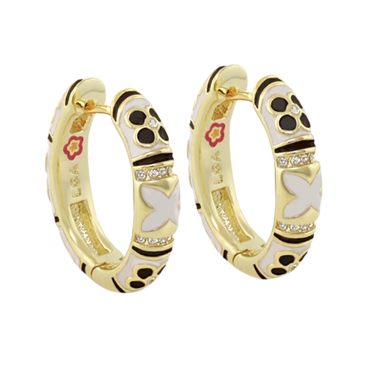 Floral Knight Enamel Huggie Earrings Lauren G Adams gold hoops with enamel on Tampa Store on Tampa Home & Garden Store