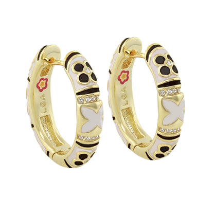 Floral Knight Enamel Huggie Earrings Lauren G Adams gold hoops with enamel on Tampa Store on Tampa Home & Garden Store