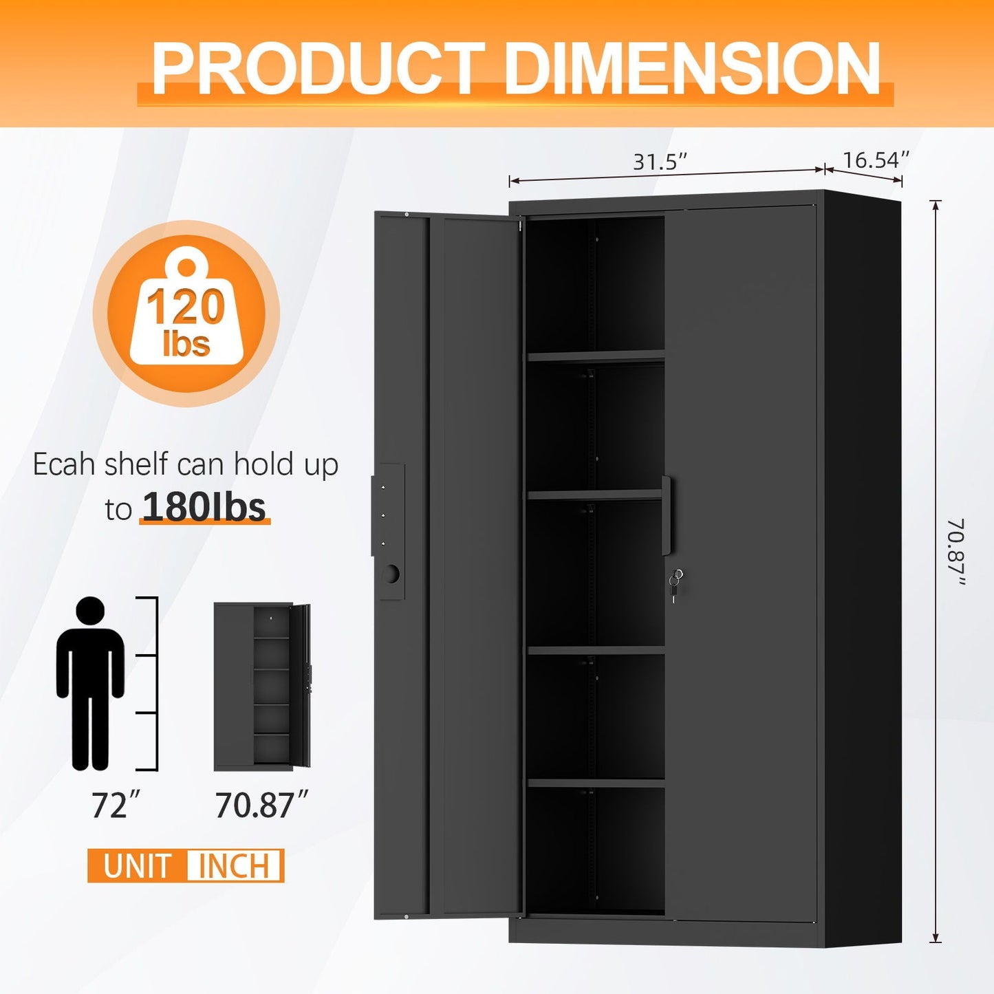 2 Door File Cabinet With Lock and Heavy Shelves