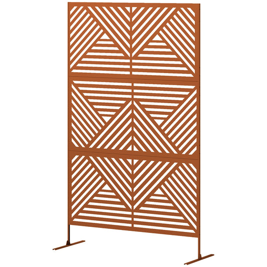 Metal privacy fence screen 3-panel outdoor trellis with stand in orange-brown UpTrend Deals on Tampa Home & Garden Store