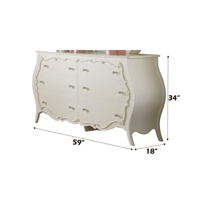Edalene white six-drawer dresser with ornate moldings and curved legs by HouseOfZazla on Tampa Home & Garden Store