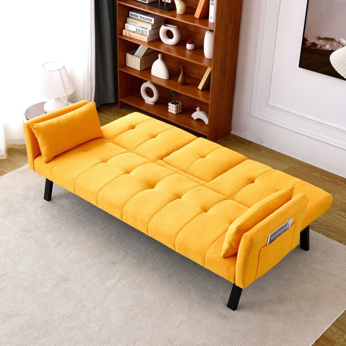 Compact Foldable Sofa Bed and Cup Holder