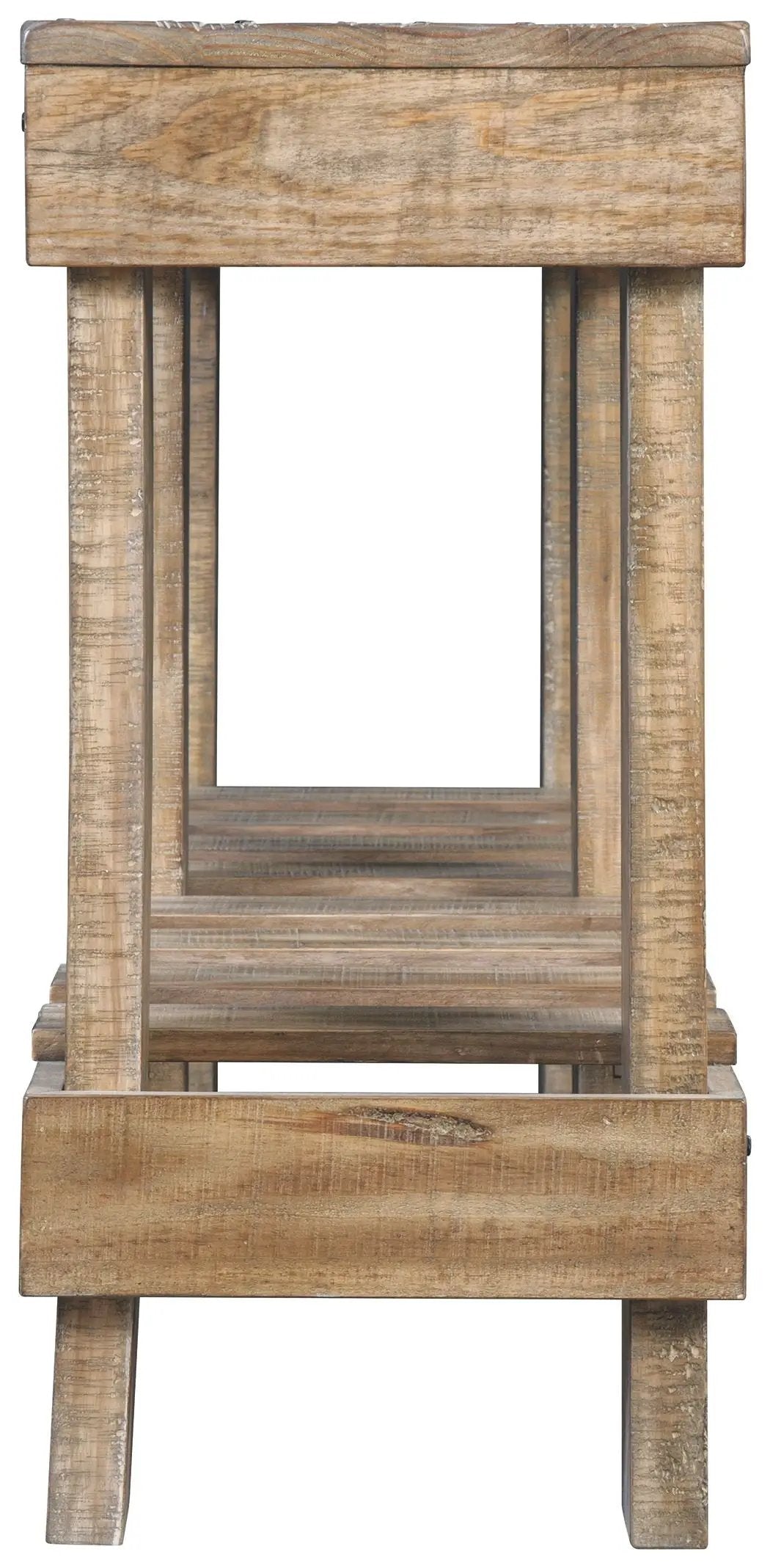 Susandeer console sofa table brown rustic wood with weathered finish and square-frame legs on Tampa Home & Garden Store
