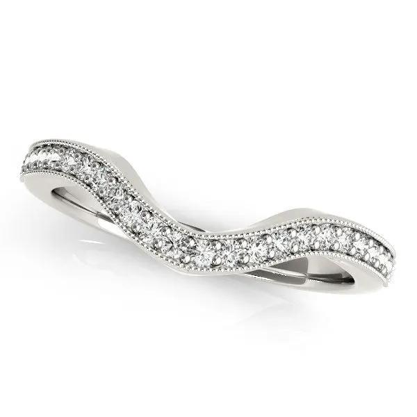 14k white gold milgrained curved diamond wedding band with pave diamonds 1/5 cttw Bids.com on Tampa Home & Garden Store