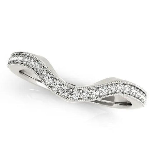 14k white gold milgrained curved diamond wedding band with pave diamonds 1/5 cttw Bids.com on Tampa Home & Garden Store