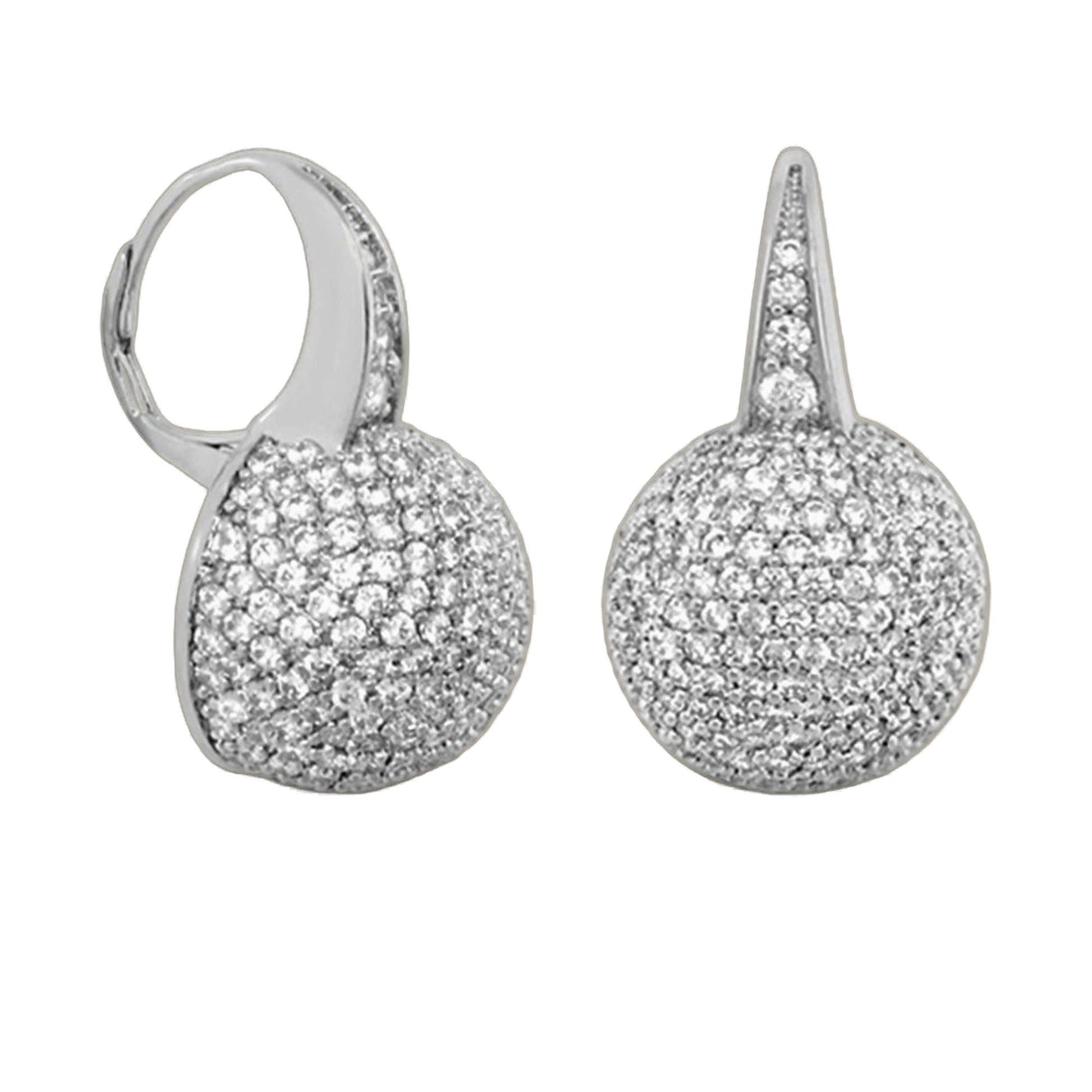 Glamour pave ball earrings by Lauren G Adams, silver-tone teardrop drop with pave crystals pair on Tampa Home & Garden Store