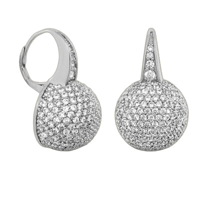 Glamour pave ball earrings by Lauren G Adams, silver-tone teardrop drop with pave crystals pair on Tampa Home & Garden Store