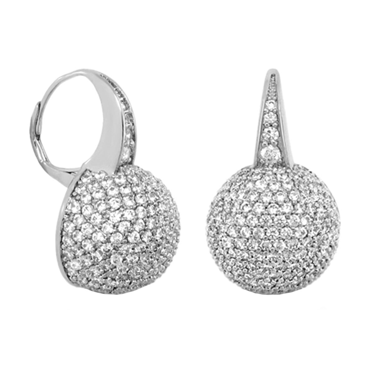 Glamour Pave Ball Earrings pair, silver pave spheres by Lauren G Adams on Tampa Home & Garden Store