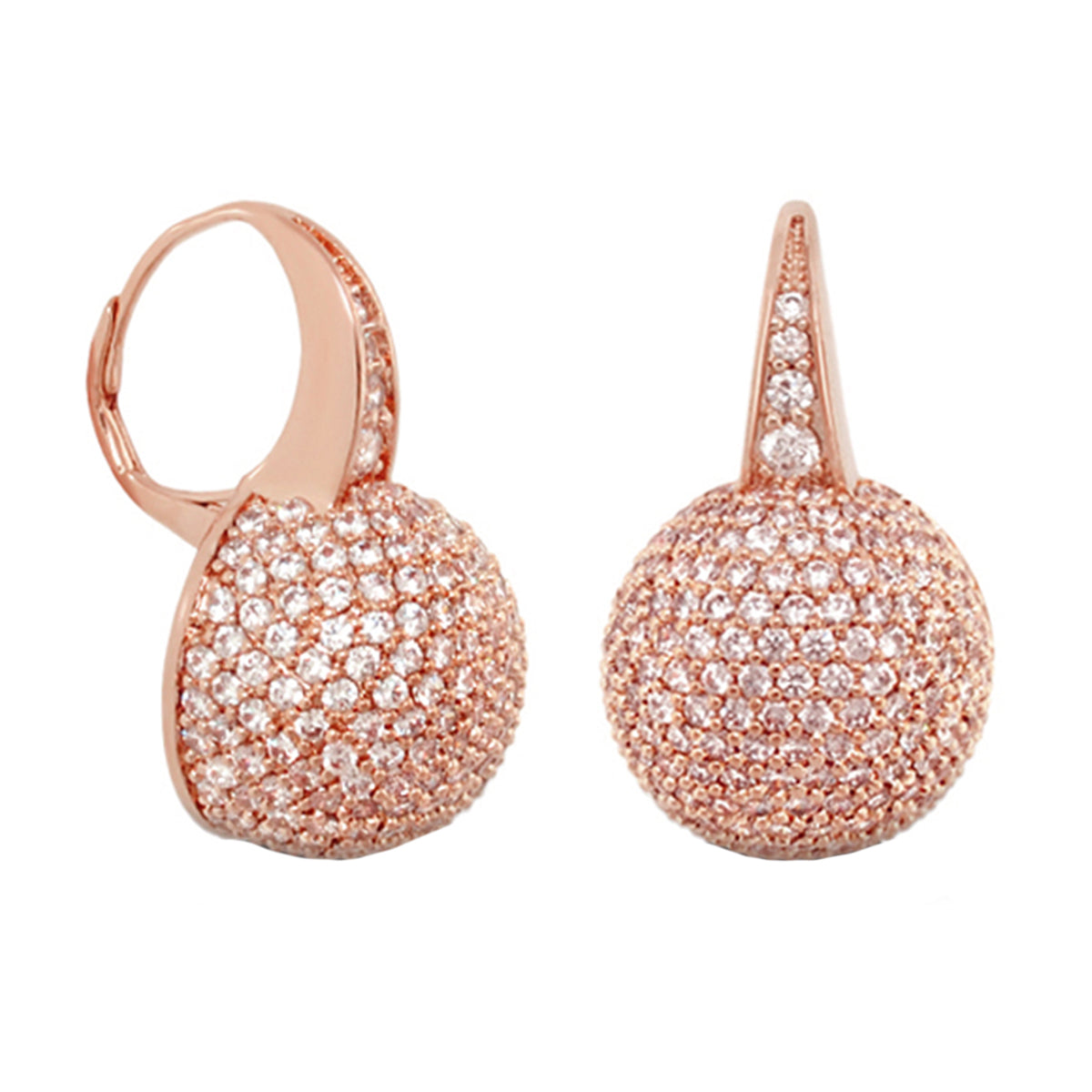 Glamour Pave Ball Earrings rose gold-tone pavé crystals by Lauren G Adams, leverback hoops on Tampa Home & Garden Store