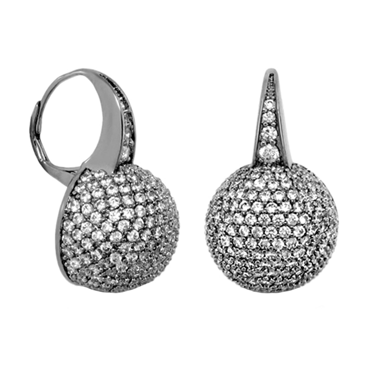 Glamour Pave Ball Earrings, silver-tone pavé spheres, Lauren G Adams collection, pair on Tampa Home & Garden Store