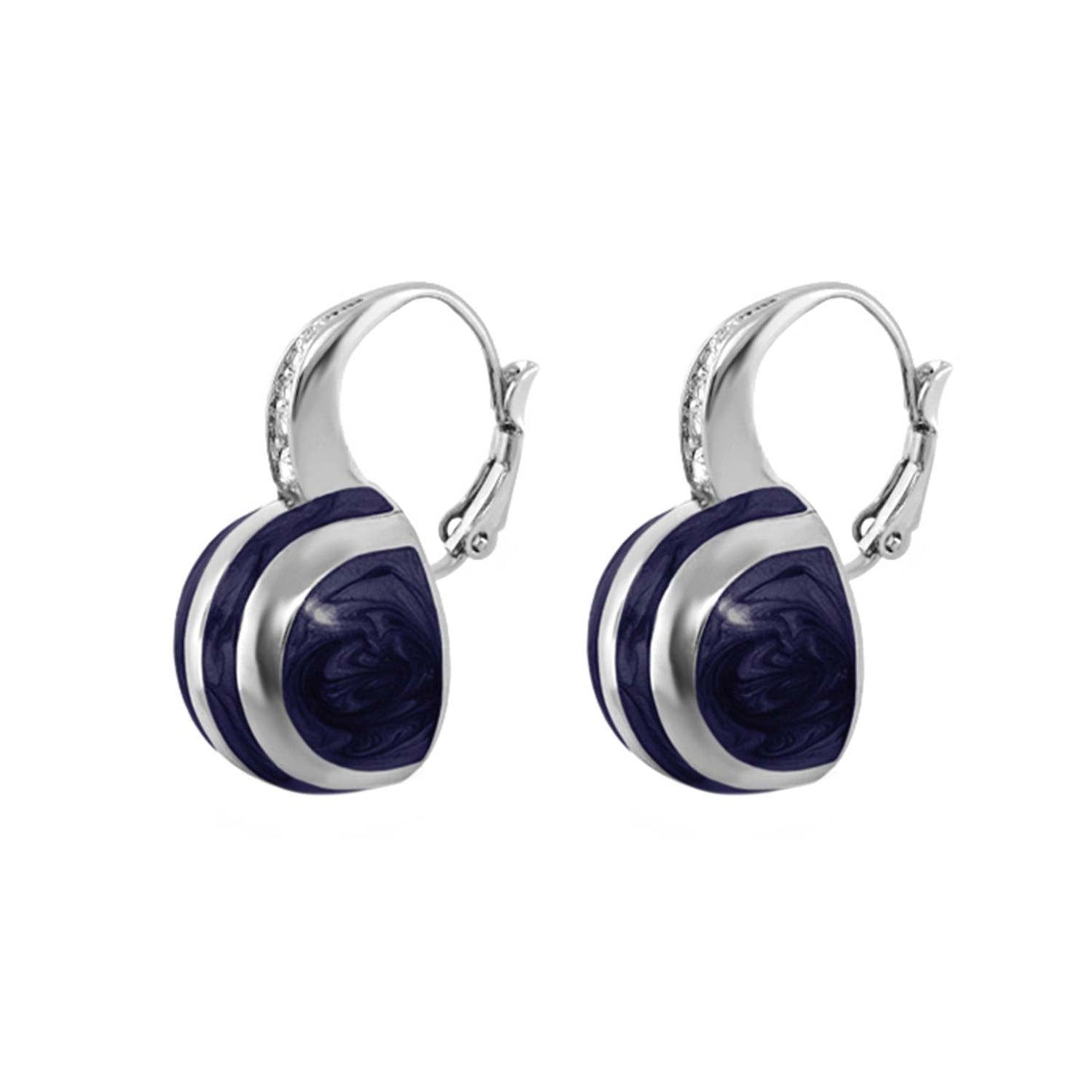 Bamboo Striped Earrings pair: Lauren G Adams silver hoops with blue resin discs on Tampa Home & Garden Store