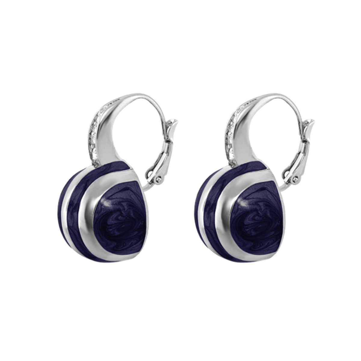 Bamboo Striped Earrings pair: Lauren G Adams silver hoops with blue resin discs on Tampa Home & Garden Store