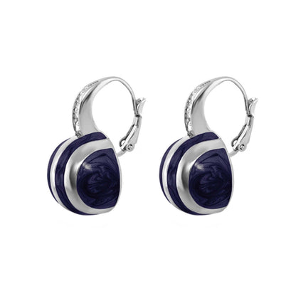 Bamboo Striped Earrings pair: Lauren G Adams silver hoops with blue resin discs on Tampa Home & Garden Store