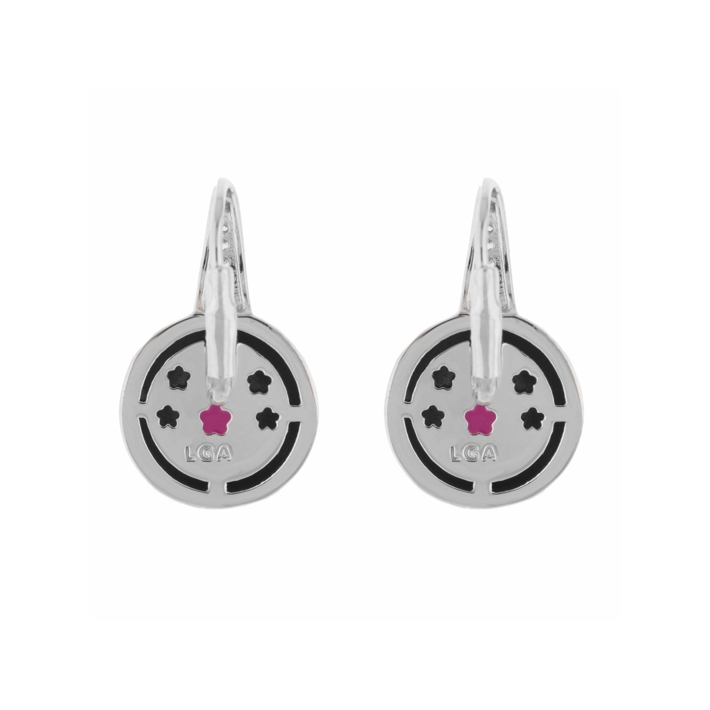 Bamboo Striped Earrings, silver pair with circular pendants by Lauren G Adams on Tampa Home & Garden Store