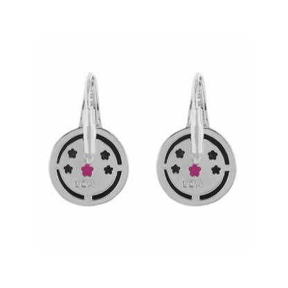 Bamboo Striped Earrings, silver pair with circular pendants by Lauren G Adams on Tampa Home & Garden Store
