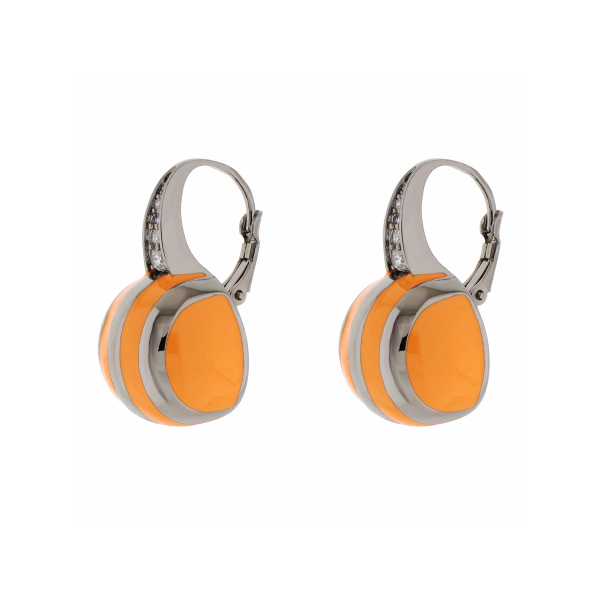 Bamboo Striped Earrings orange and gray enamel hoops by Lauren G Adams (pair) on Tampa Home & Garden Store