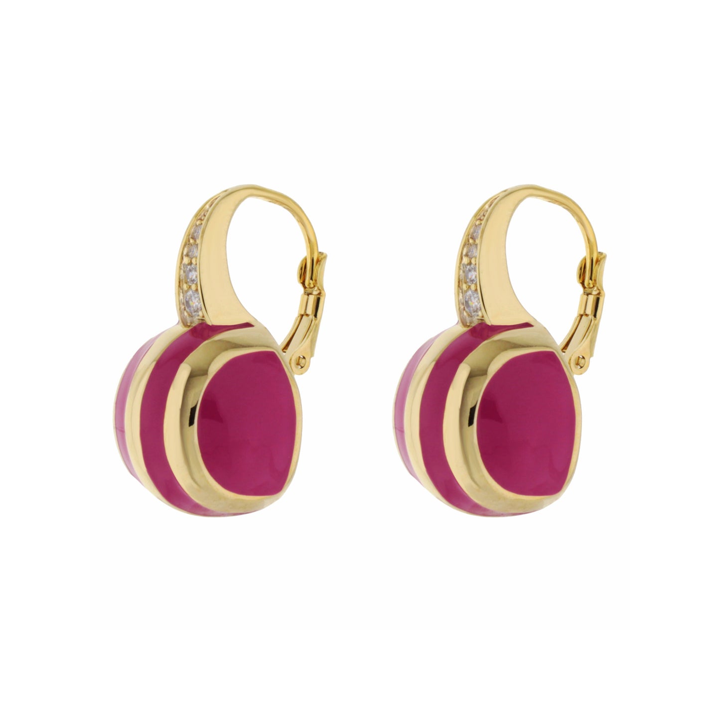 Bamboo Striped Earrings in gold-tone with purple enamel ovals and crystal accents, pair on Tampa Home & Garden Store