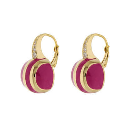 Bamboo Striped Earrings in gold-tone with purple enamel ovals and crystal accents, pair on Tampa Home & Garden Store