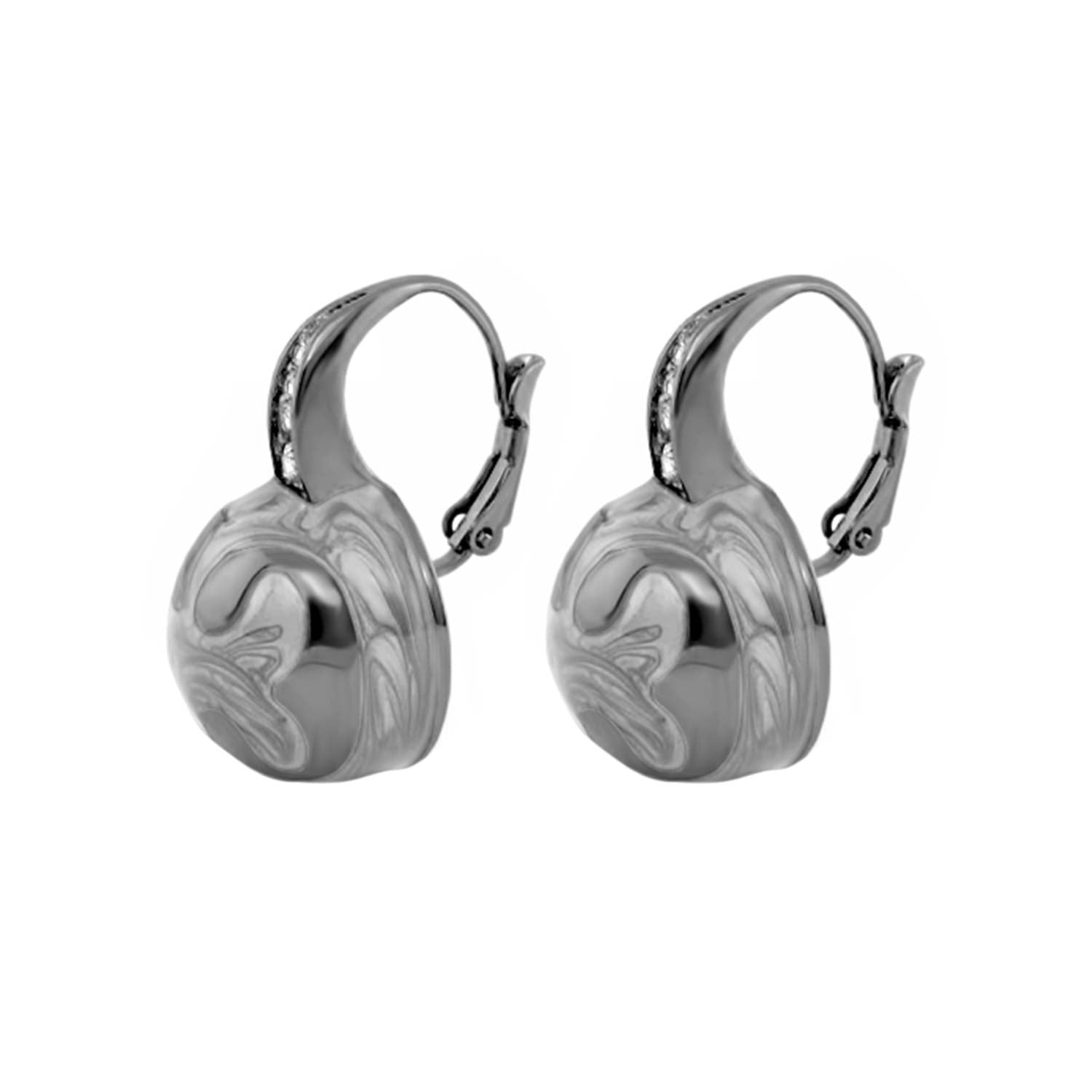 Bamboo Scroll Earrings, silver-tone drop with marbled beads and crystal hoops pair on Tampa Home & Garden Store
