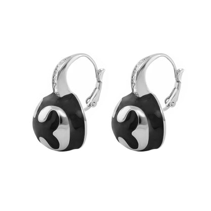 Lauren G Adams Bamboo Scroll Drop Earrings two black enamel discs with silver scrolls on hoops on Tampa Home & Garden Store