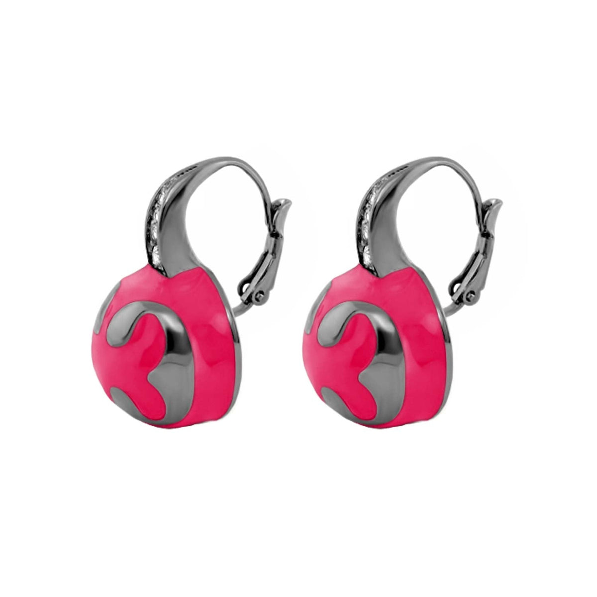 Bamboo Scroll Earrings pink enamel round drops on silver hoops by Lauren G Adams on Tampa Home & Garden Store