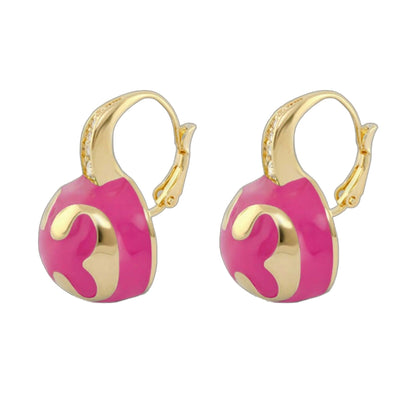 Bamboo Scroll Earrings pair by Lauren G Adams, pink resin drops with gold hoops on Tampa Home & Garden Store