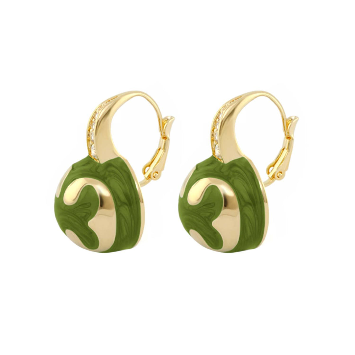 Lauren G Adams Bamboo Scroll Earrings, gold hoop drop with green bamboo discs, set of 2 on Tampa Home & Garden Store