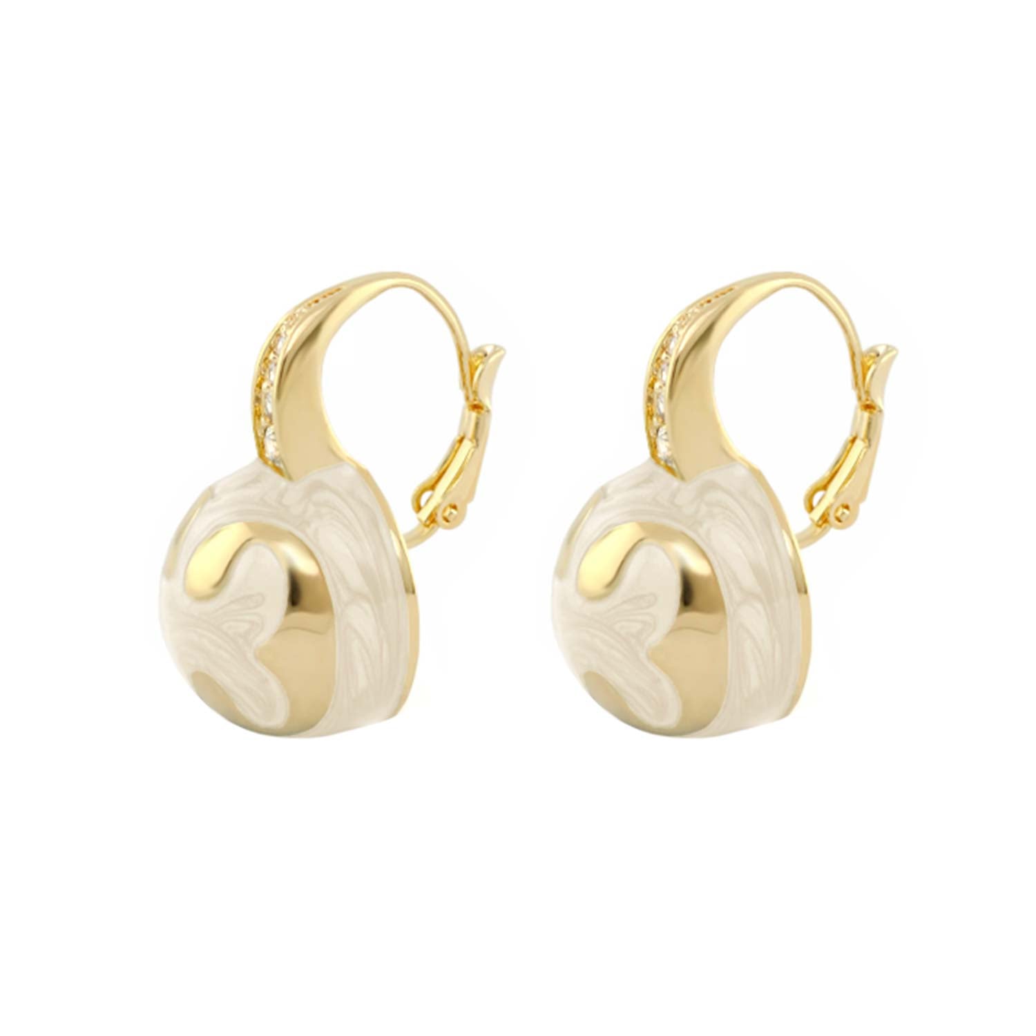Bamboo Scroll Earrings drop style gold-tone hoops with ivory pendants on Tampa Home & Garden Store