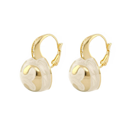 Bamboo Scroll Earrings drop style gold-tone hoops with ivory pendants on Tampa Home & Garden Store