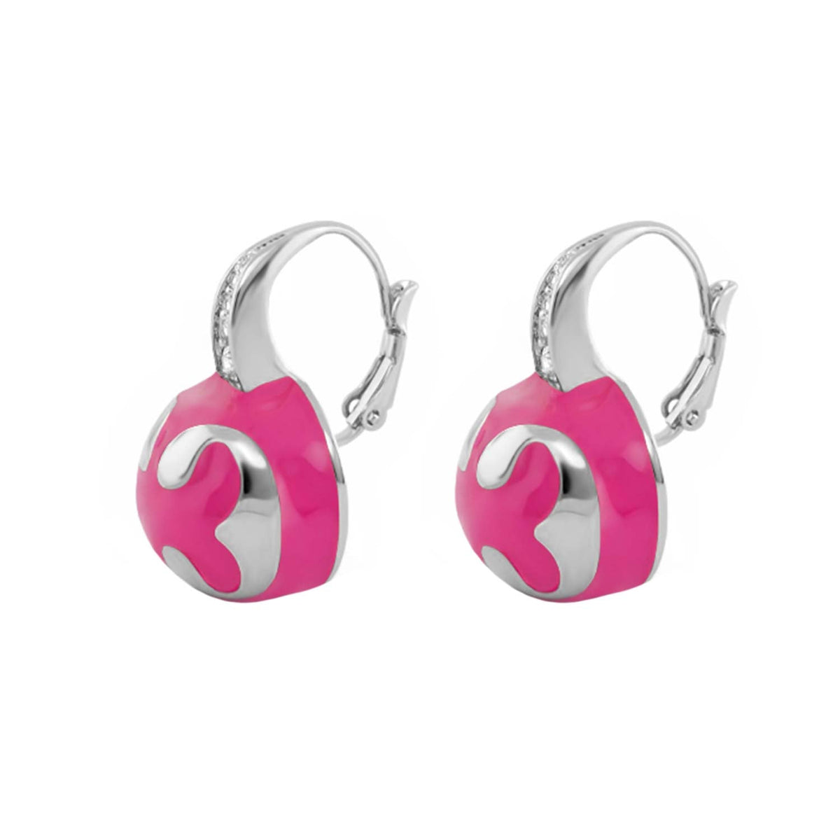 Bamboo Scroll Earrings pink circular pendant on silver hoop with scroll detail pair on Tampa Home & Garden Store