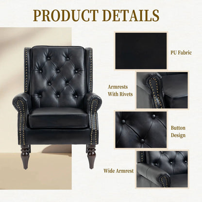 Modern Accent Armchair with Sturdy Wood Legs