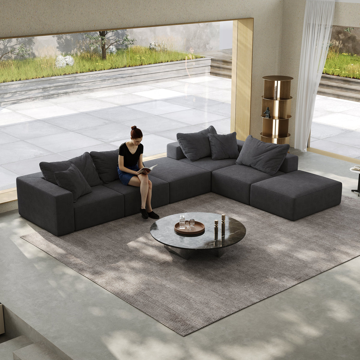 Modern Chenille Fabric Cloud Sofa and Set