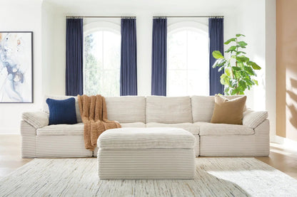 Fannin 4-piece ivory stationary sectional with ottoman, ribbed fabric by Unique Piece Furniture on Tampa Home & Garden Store