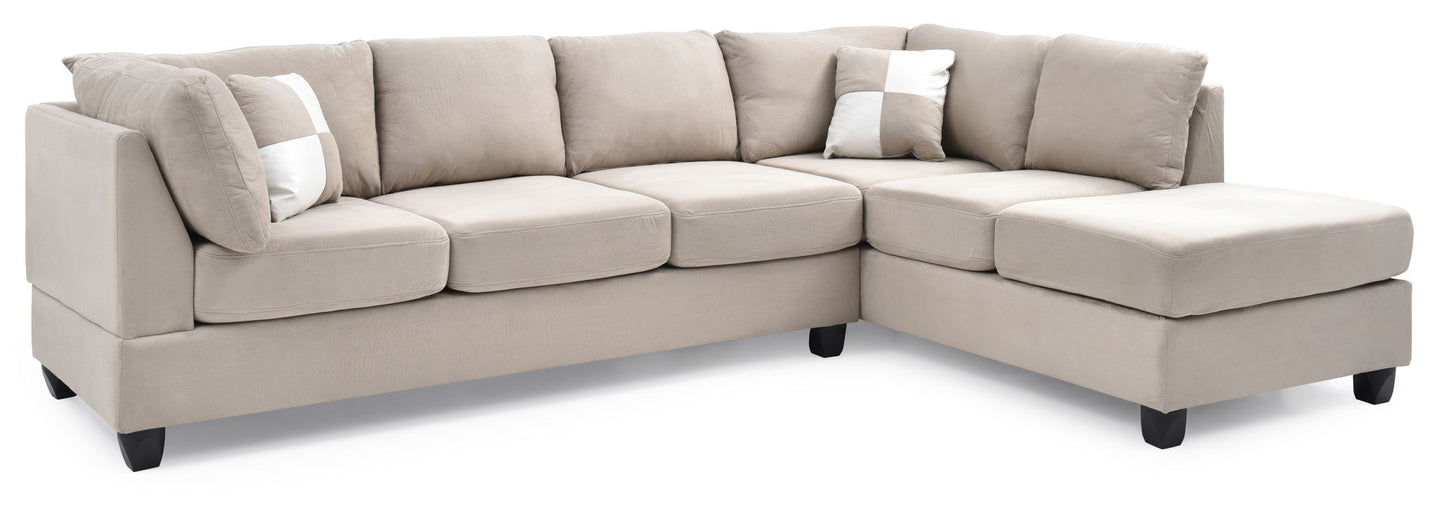 Malone Comfort Sectional beige fabric L-shaped sofa with chaise by HouseOfZazla on Tampa Home & Garden Store