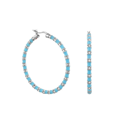 Stripes Tease Crystal And Gold Hoop Earrings